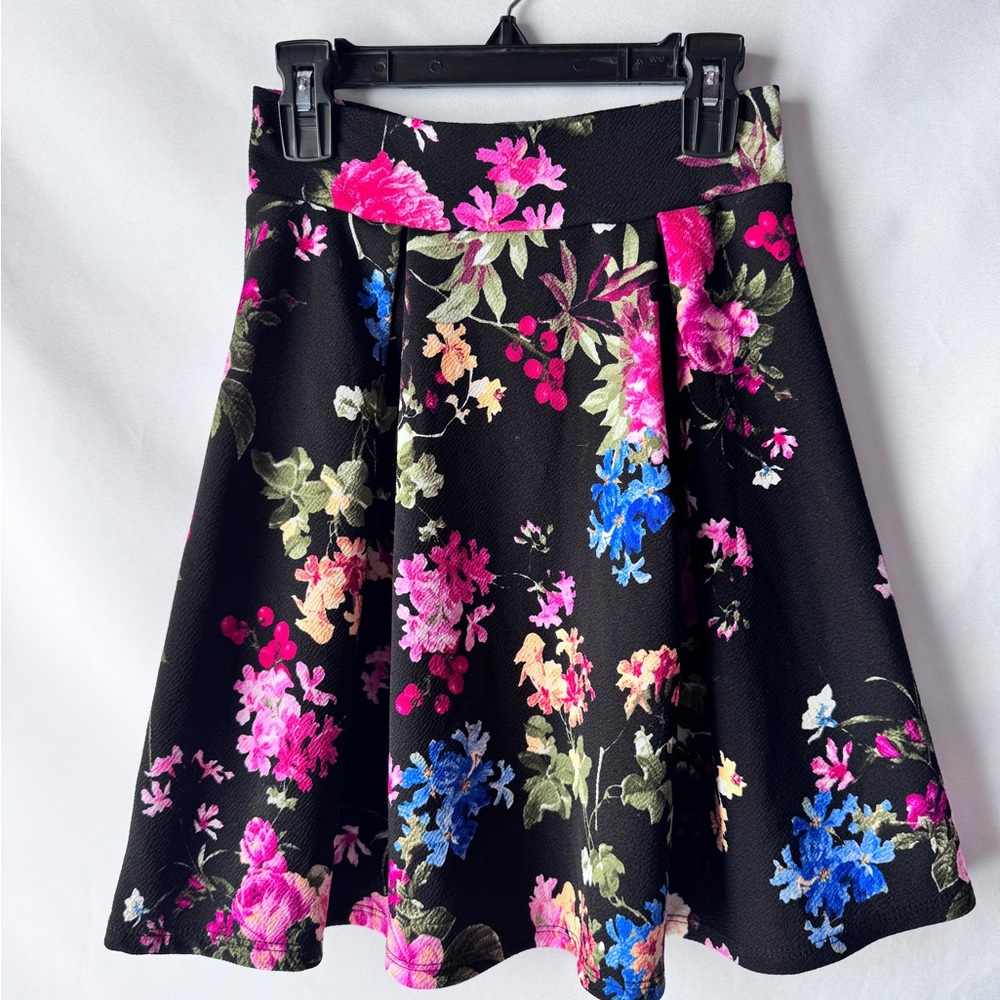 Charlotte Russe Black Skirt with Floral Design